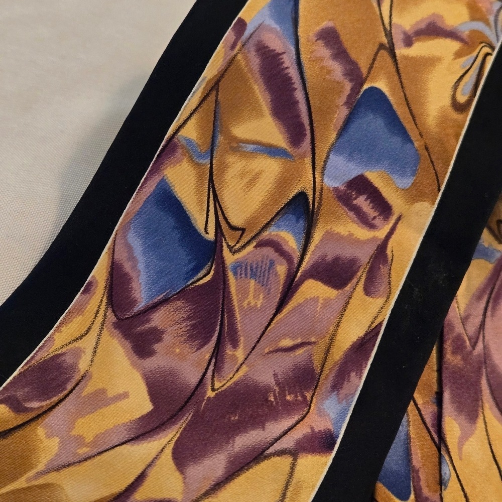 Versailles by‎ Piattelli Silk Necktie Watercolor Swirls Uniques Blues Browns EUC